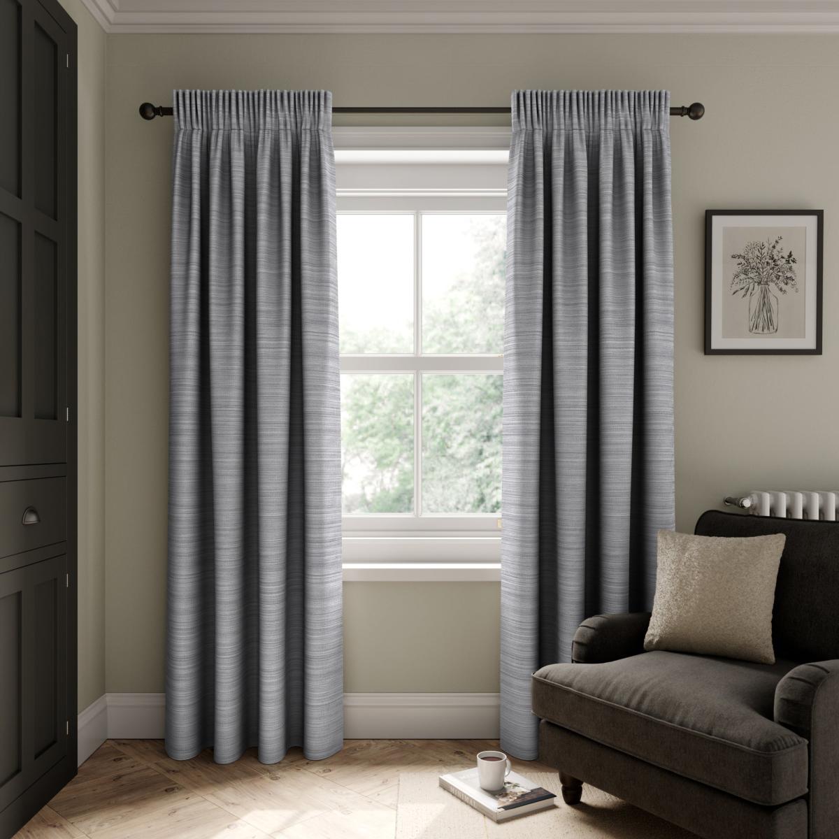 Hamilton Graphite Blackout Pencil Pleat Curtains Graphite (Grey) – image 2