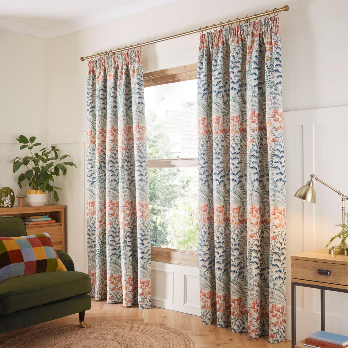 Botanica Pencil Pleat Curtains Orange – image 2
