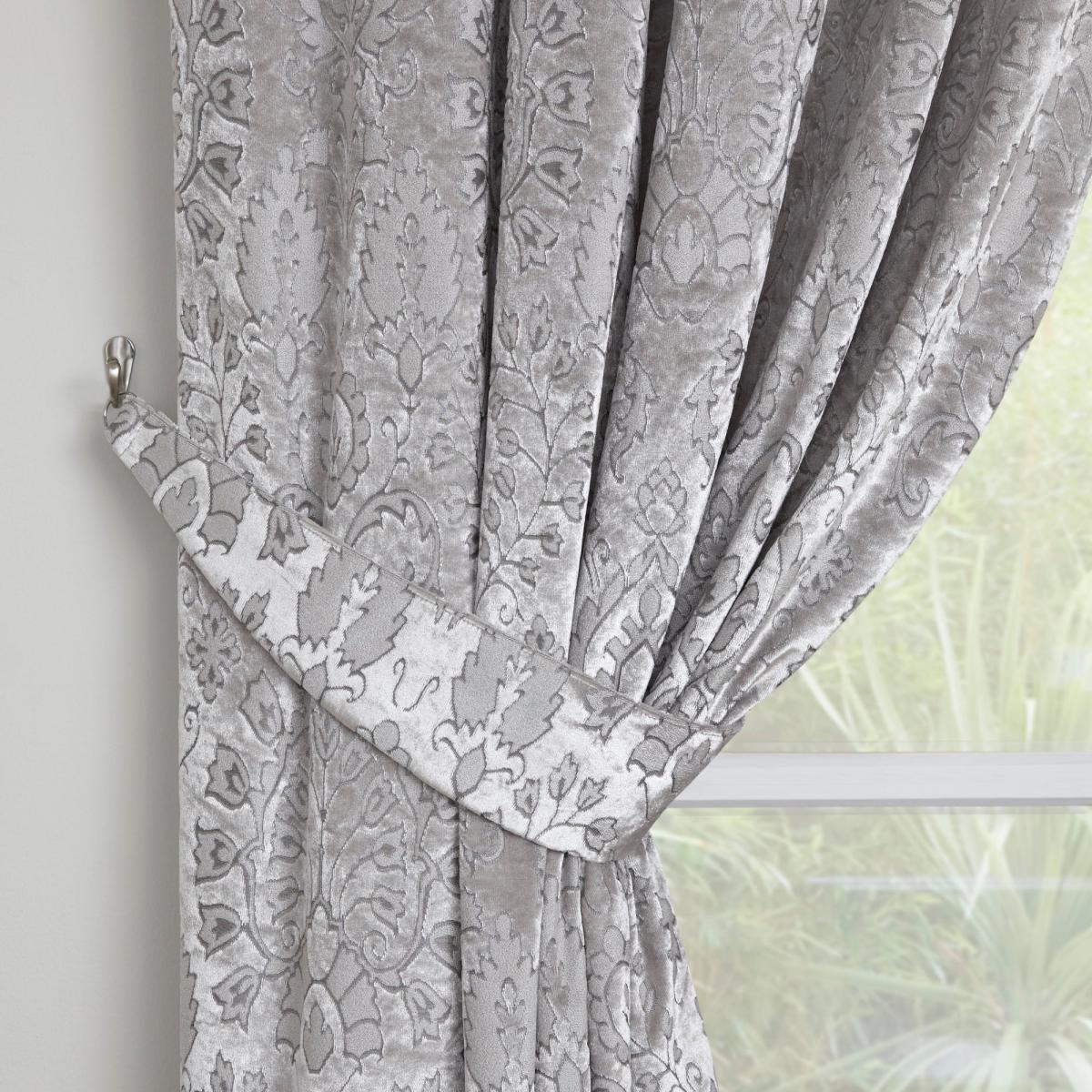 Curtina Trinity Jacquard Silver Pencil Pleat Curtains Silver – image 4