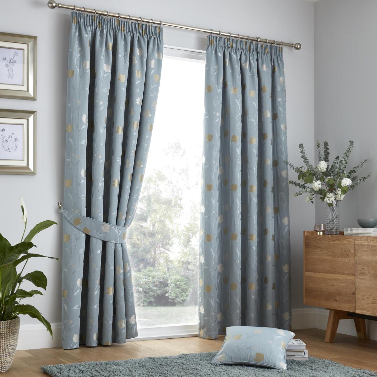 Curtina Juliette Duck Egg Pencil Pleat Curtains Blue – image 2