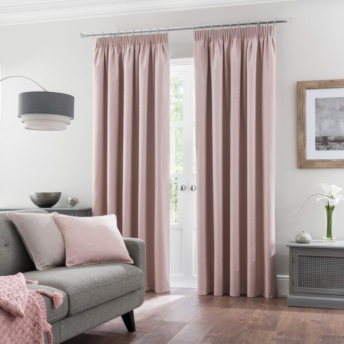 Luna Brushed Blush Blackout Pencil Pleat Curtains Blush Pink – image 2