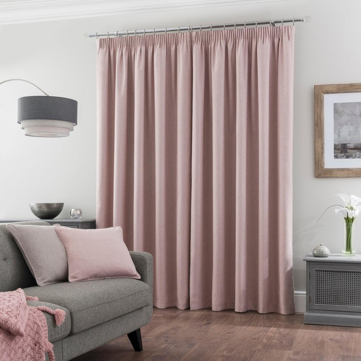 Luna Brushed Blush Blackout Pencil Pleat Curtains Blush Pink – image 4