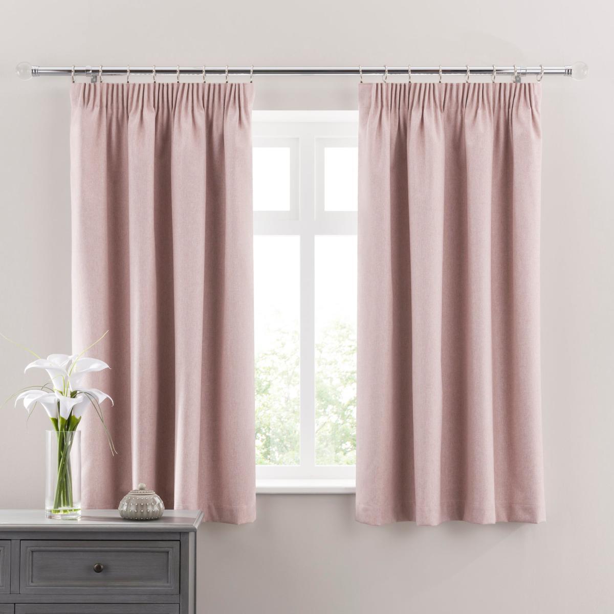 Luna Brushed Blush Blackout Pencil Pleat Curtains Blush Pink – image 6