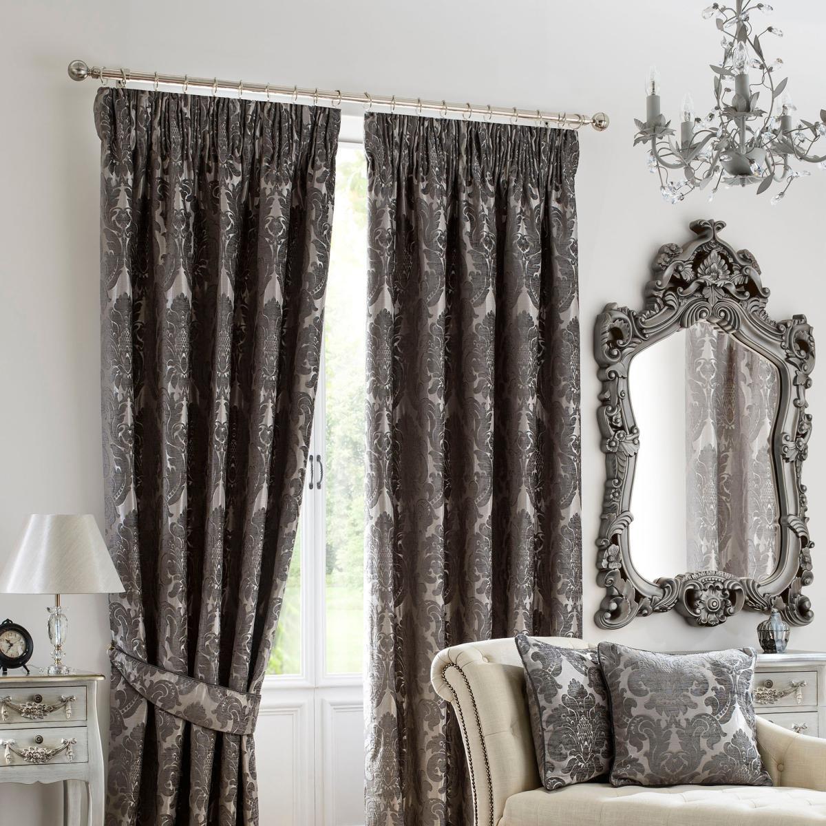 Versailles Charcoal Pencil Pleat Curtains Grey – image 2