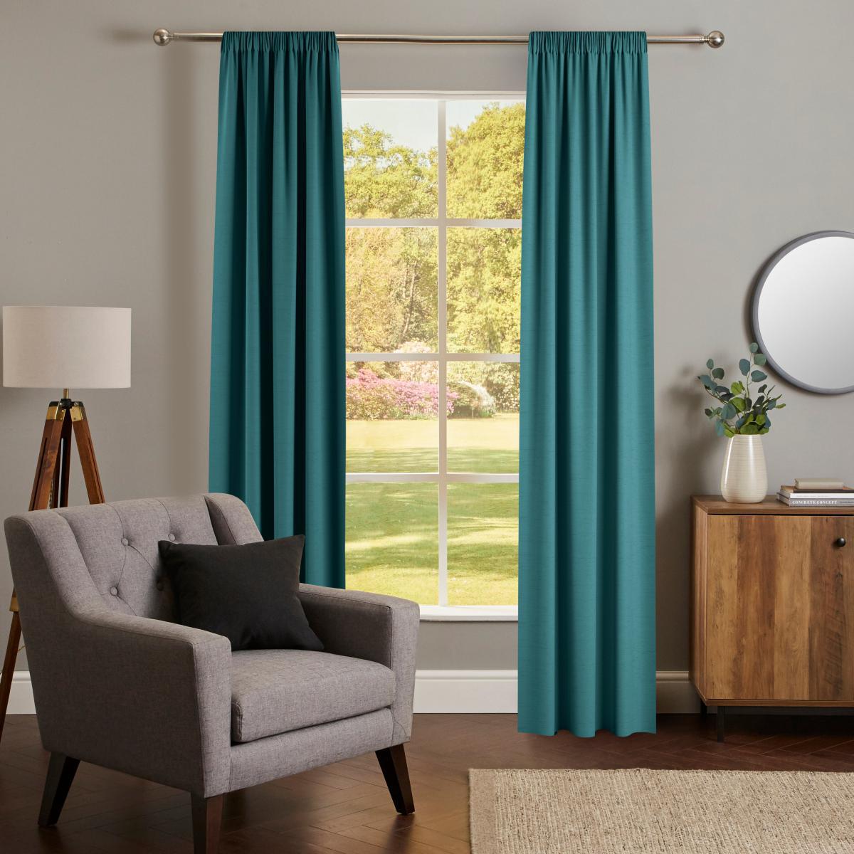 Nova Jade Blackout Pencil Pleat Curtains Green – image 2