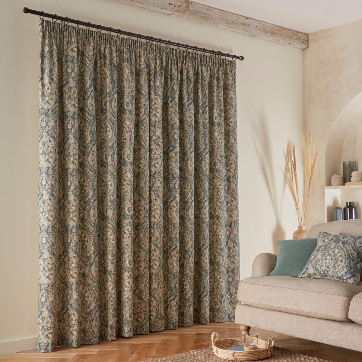 Bracewell Pencil Pleat Curtains Teal Teal (Blue) – image 4