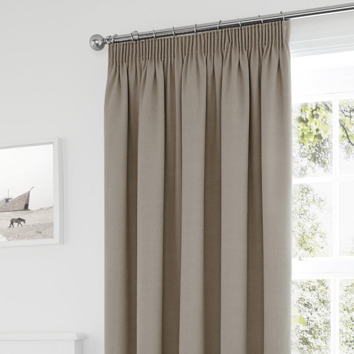 Tyla Natural Blackout Pencil Pleat Curtains Brown – image 2