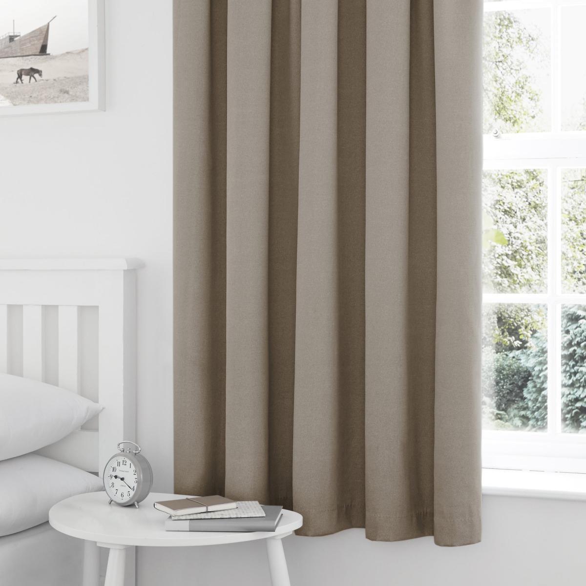 Tyla Natural Blackout Pencil Pleat Curtains Brown – image 3