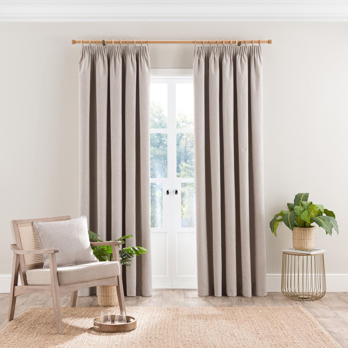 Luna Brushed Taupe Pencil Pleat Curtains Taupe (Brown) – image 2