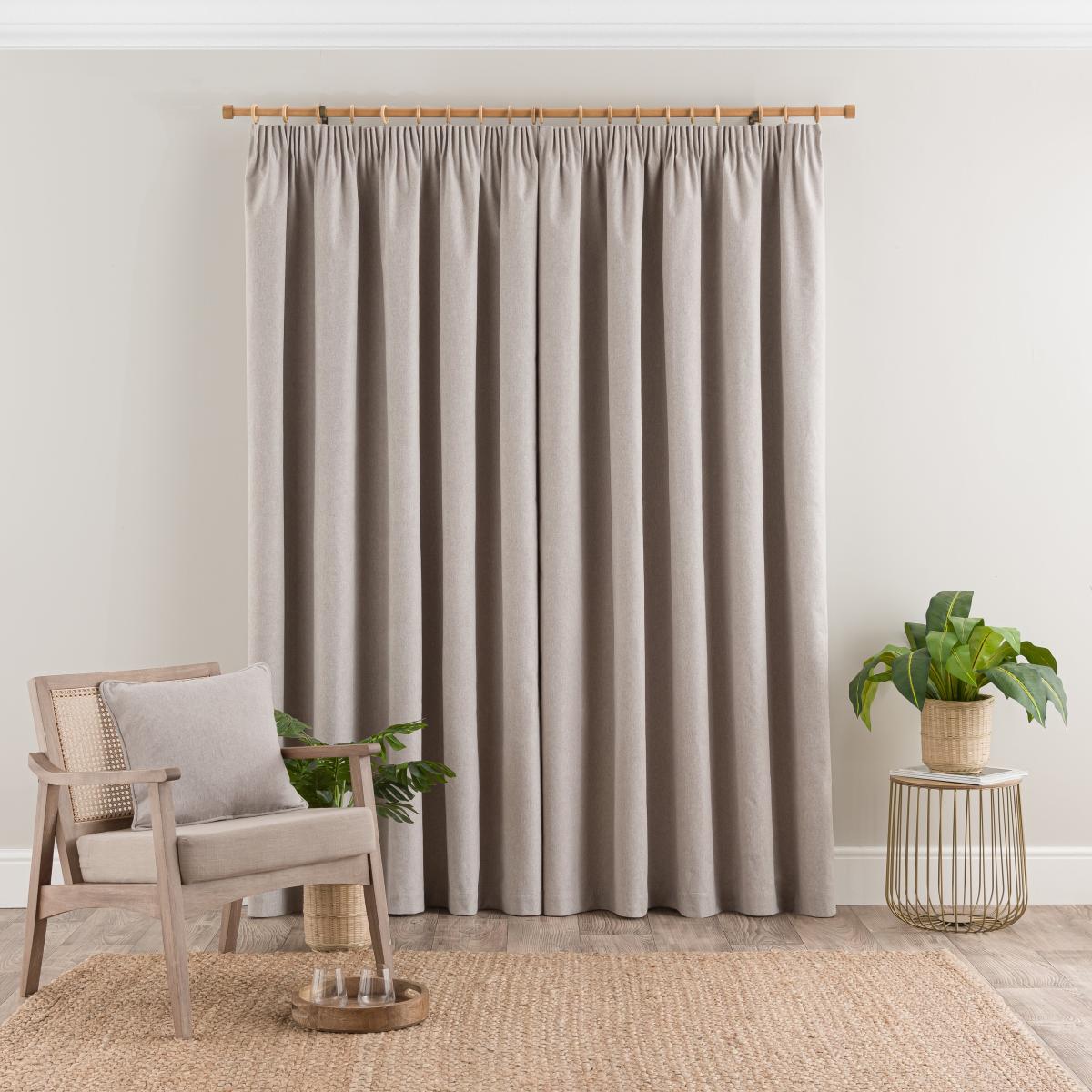 Luna Brushed Taupe Pencil Pleat Curtains Taupe (Brown) – image 4