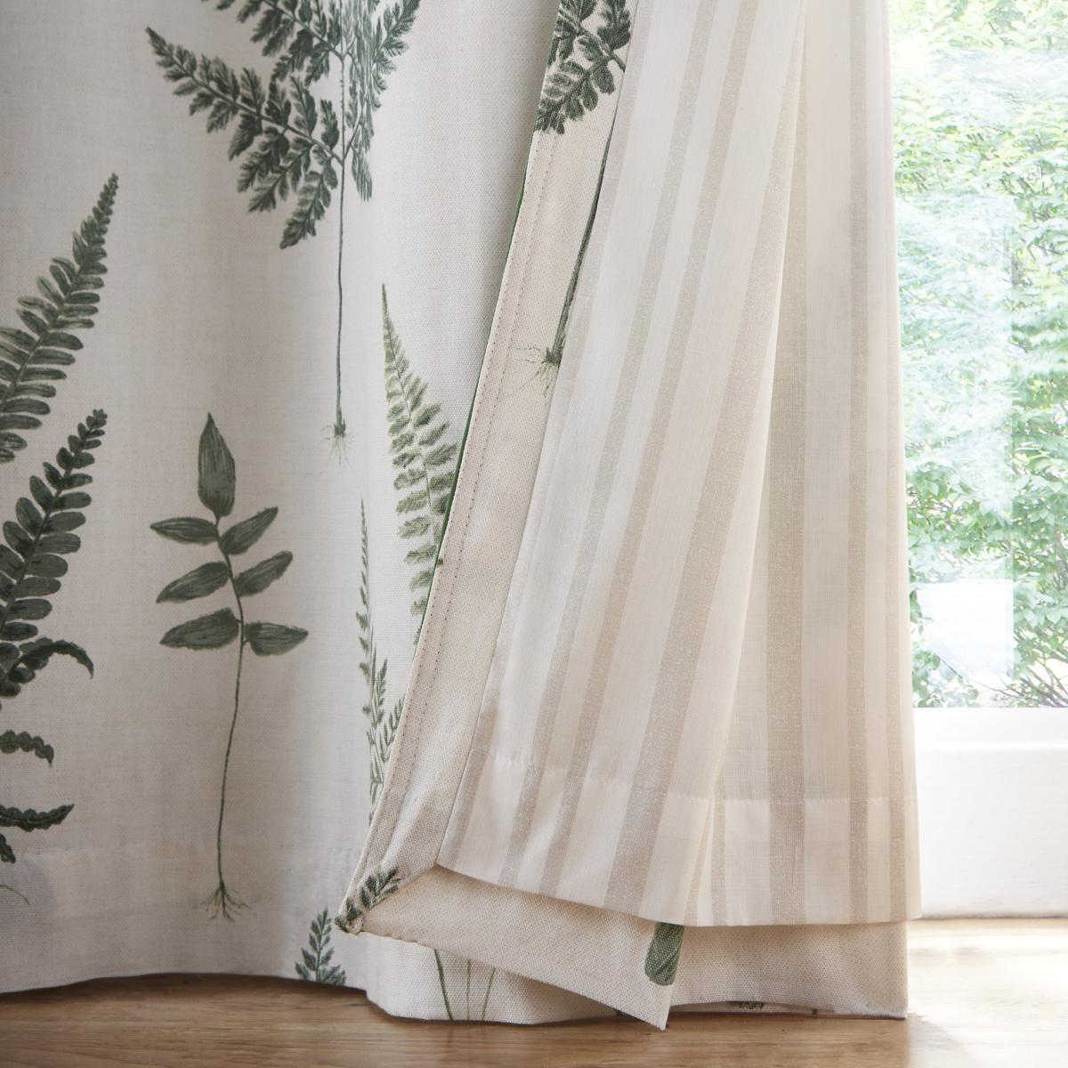 Fern Green Pencil Pleat Curtains Green and White – image 4