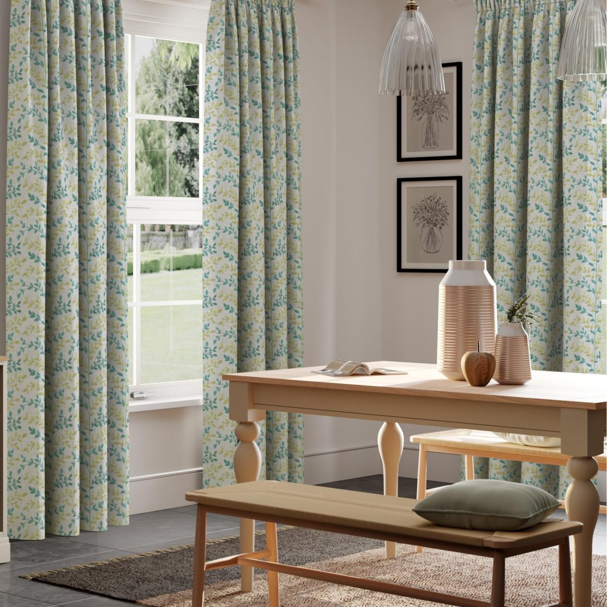 Heritage Zoe Made to Measure Curtains Zoe Sky and Light Goldenrod – image 1