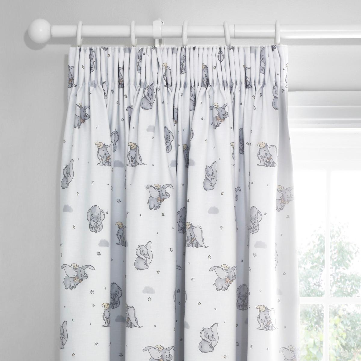 Dumbo Pencil Pleat Blackout Curtains Grey, Pink and White – image 1