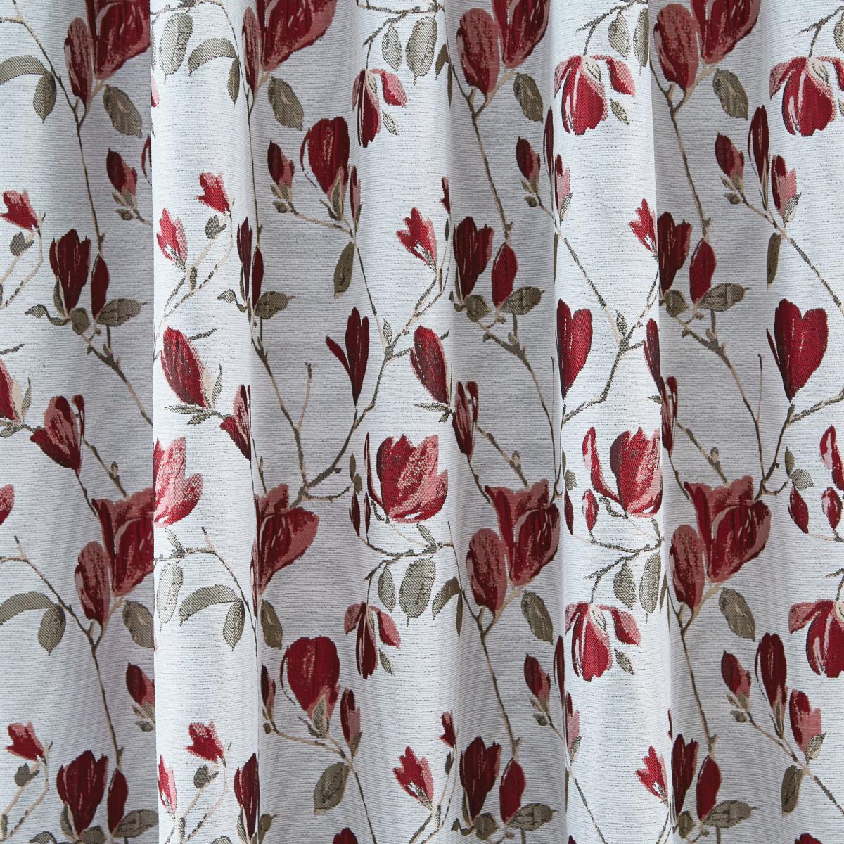 Ellis Floral Jacquard Red Pencil Pleat Curtains Red and Grey – image 4