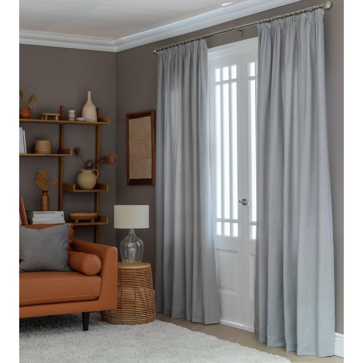 Habitat Herringbone Fully Lined Pencil Pleat Curtain - Grey – image 3