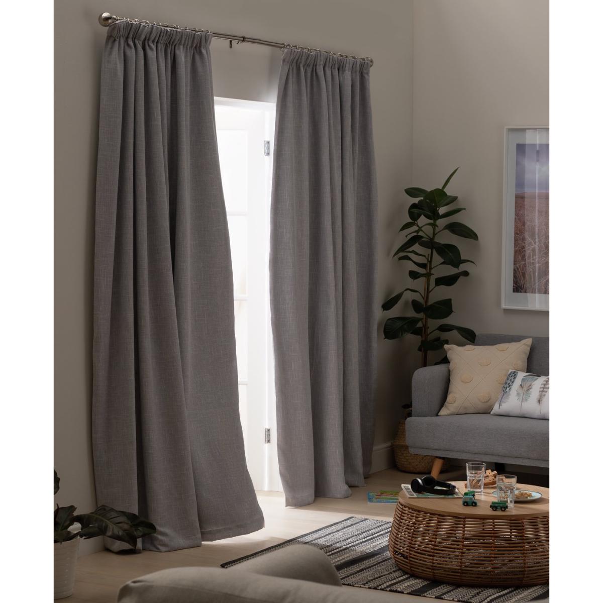 Habitat Blackout Plain Pencil Pleat Curtain - Dove Grey – image 3