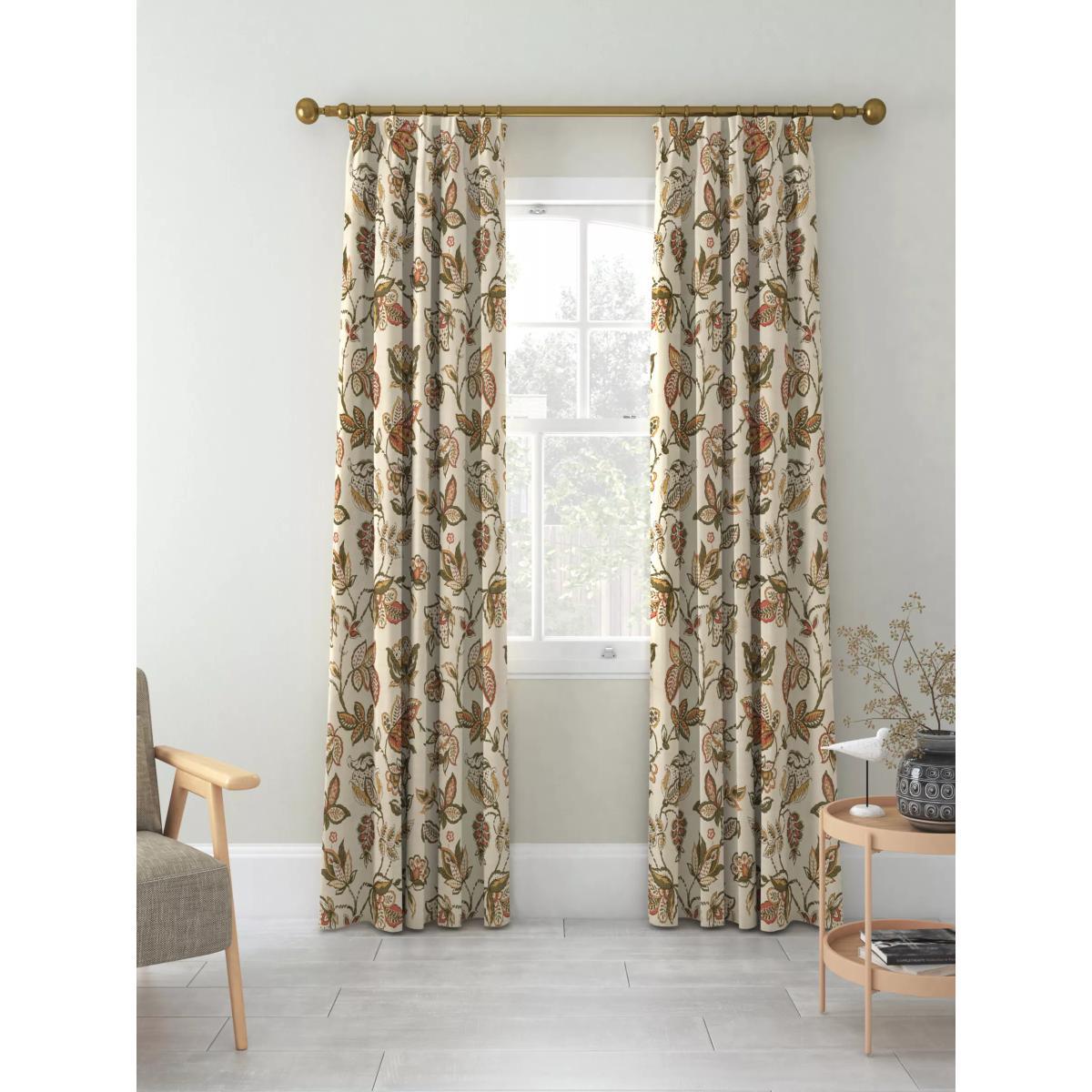 John Lewis & Partners Cordelia Floral Pair Lined Pencil Pleat Curtains, Multi – image 2