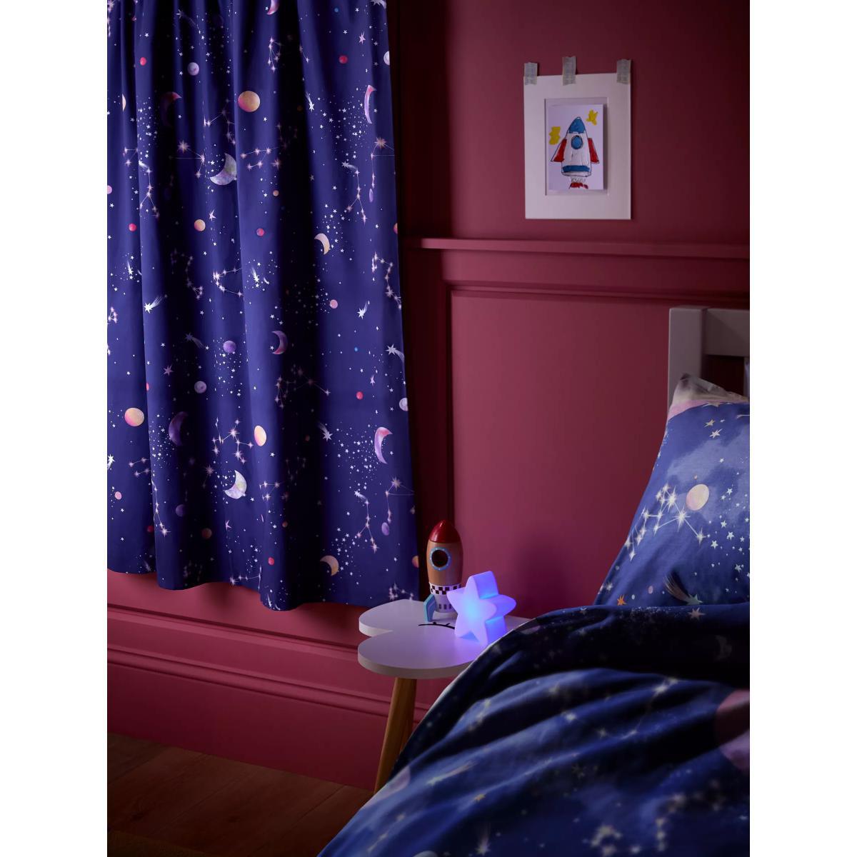 little home at John Lewis Glow in the Dark Constellation Print Pencil Pleat Blackout Children's Curtains, Blue – image 6