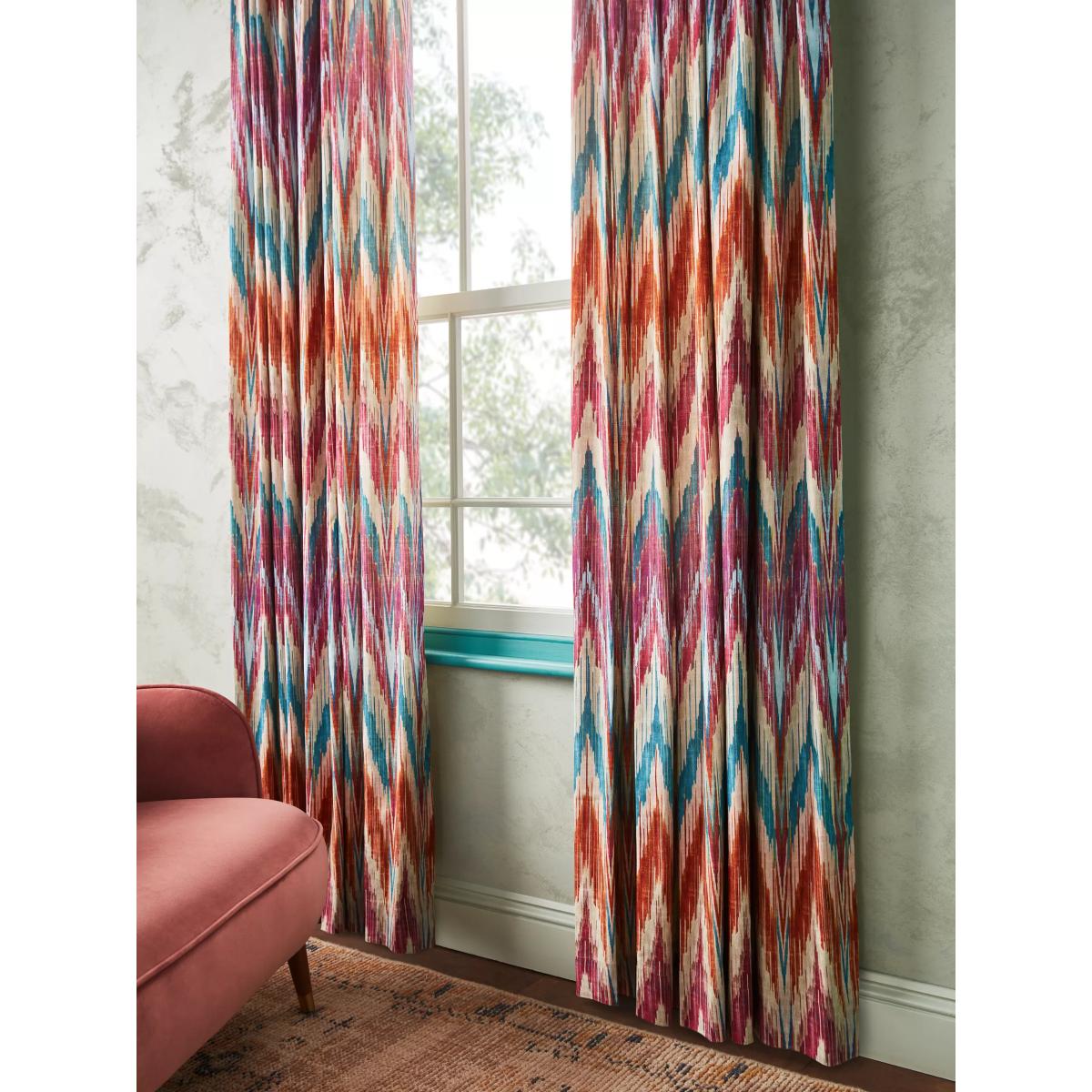 Matthew Williamson Zig Zag Pair Lined Pencil Pleat Curtains, Berry – image 3