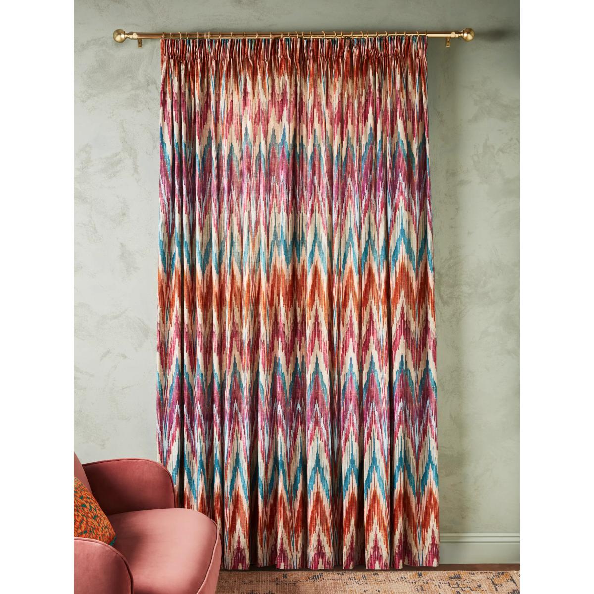 Matthew Williamson Zig Zag Pair Lined Pencil Pleat Curtains, Berry – image 4