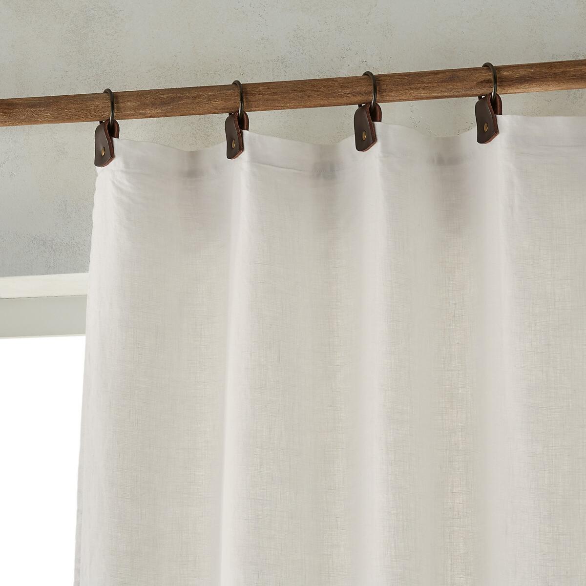 Private Single Washed Linen Curtain with Leather Tabs – image 2
