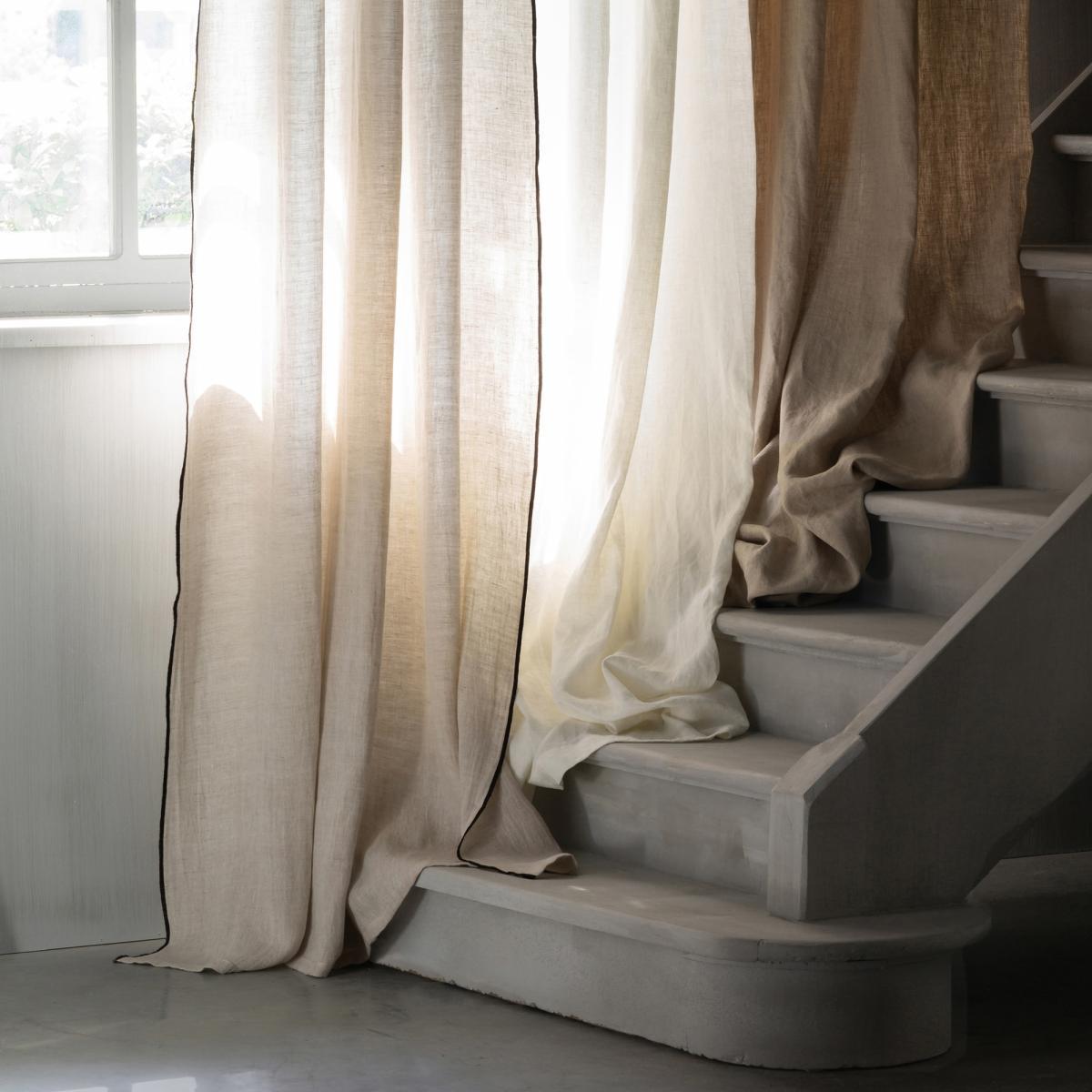 Private Single Washed Linen Curtain with Leather Tabs – image 4