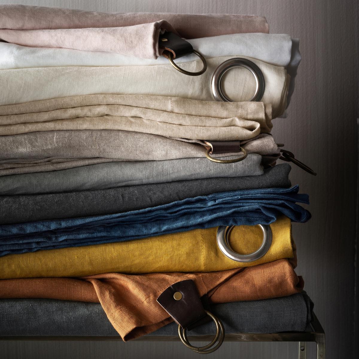 Private Single Washed Linen Curtain with Leather Tabs – image 5