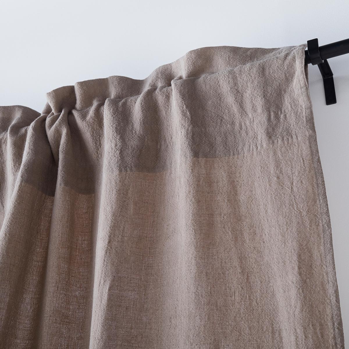 Aasta Dual Fabric Single Curtain Panel in Linen/Velvet – image 2