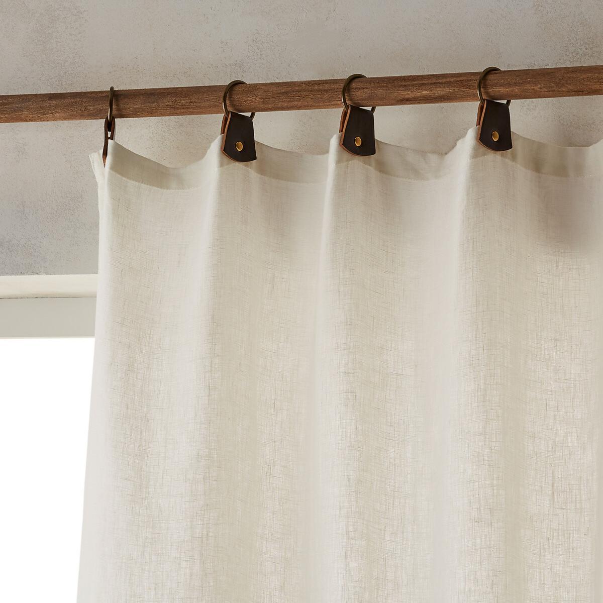 Private Single Pre-Washed Linen Curtain with Leather Tabs – image 2