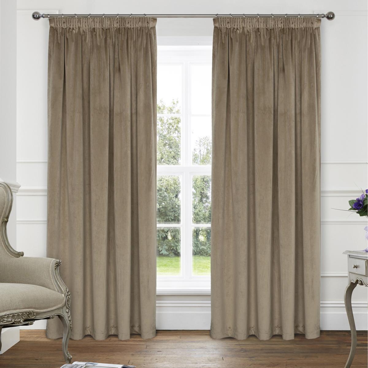 Clever Velvet Lined Pencil Pleat Curtains in Camel – image 2