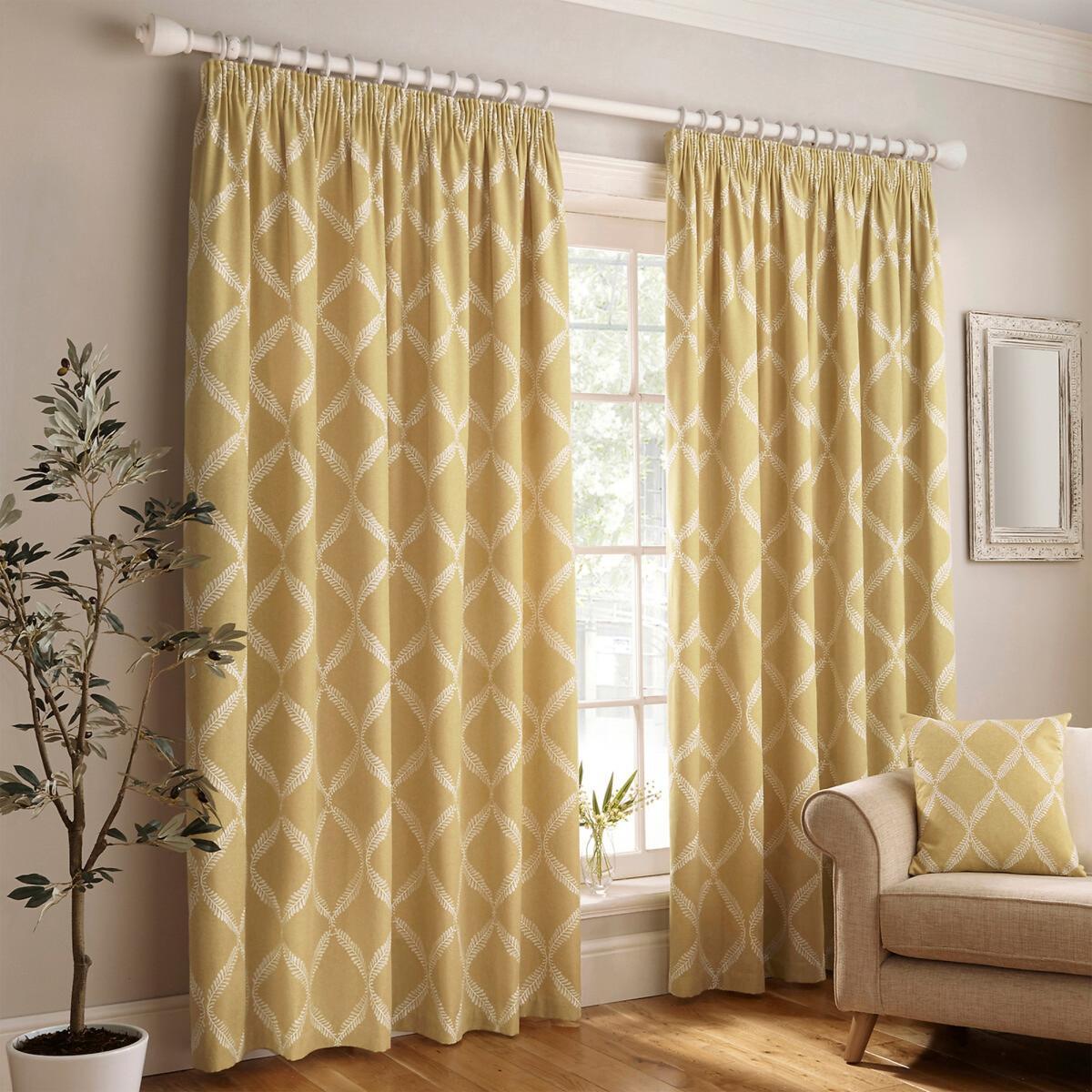 Olivia Lattice Embroidered Pencil Pleat Curtains – image 3