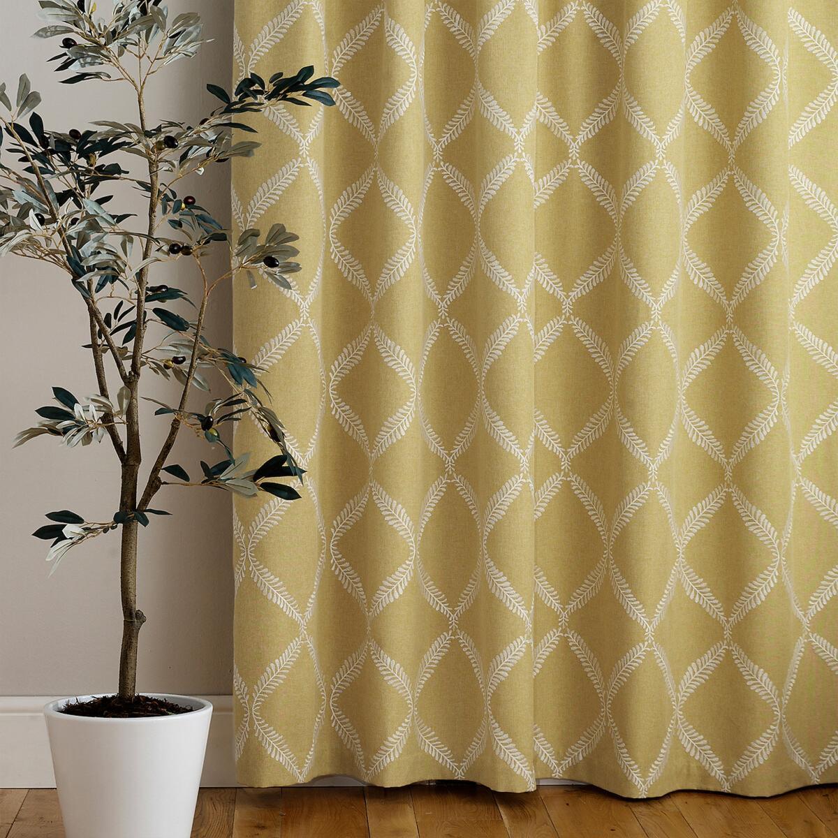 Olivia Lattice Embroidered Pencil Pleat Curtains – image 4