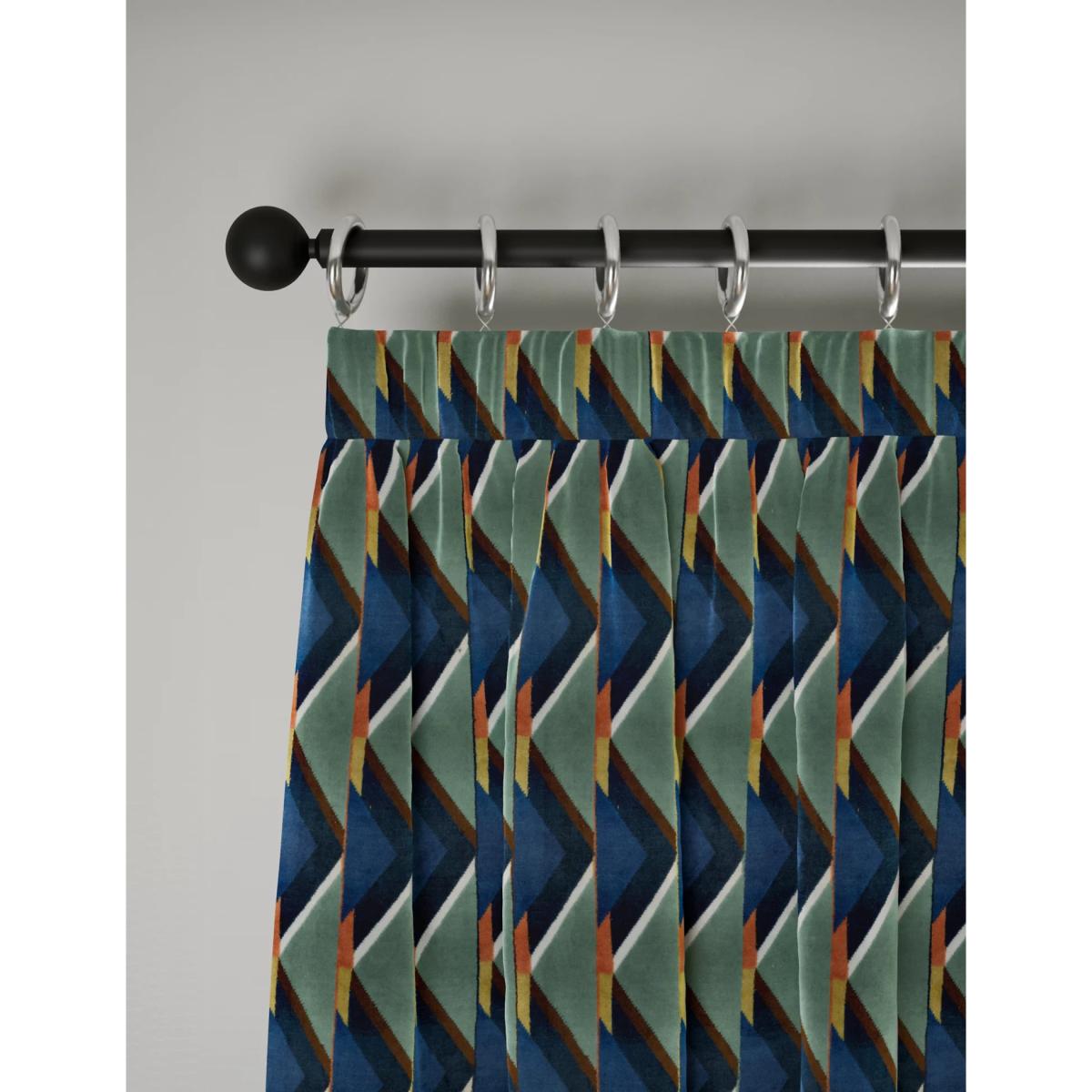 M&S Velvet Geometric Pencil Pleat Curtains - WDR72 - Multi, Multi – image 4