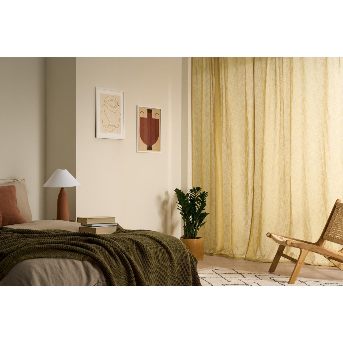 Mateu Sheer Linen Look Pair of Curtains, 140 x 260 cm, Mineral Yellow – image 3