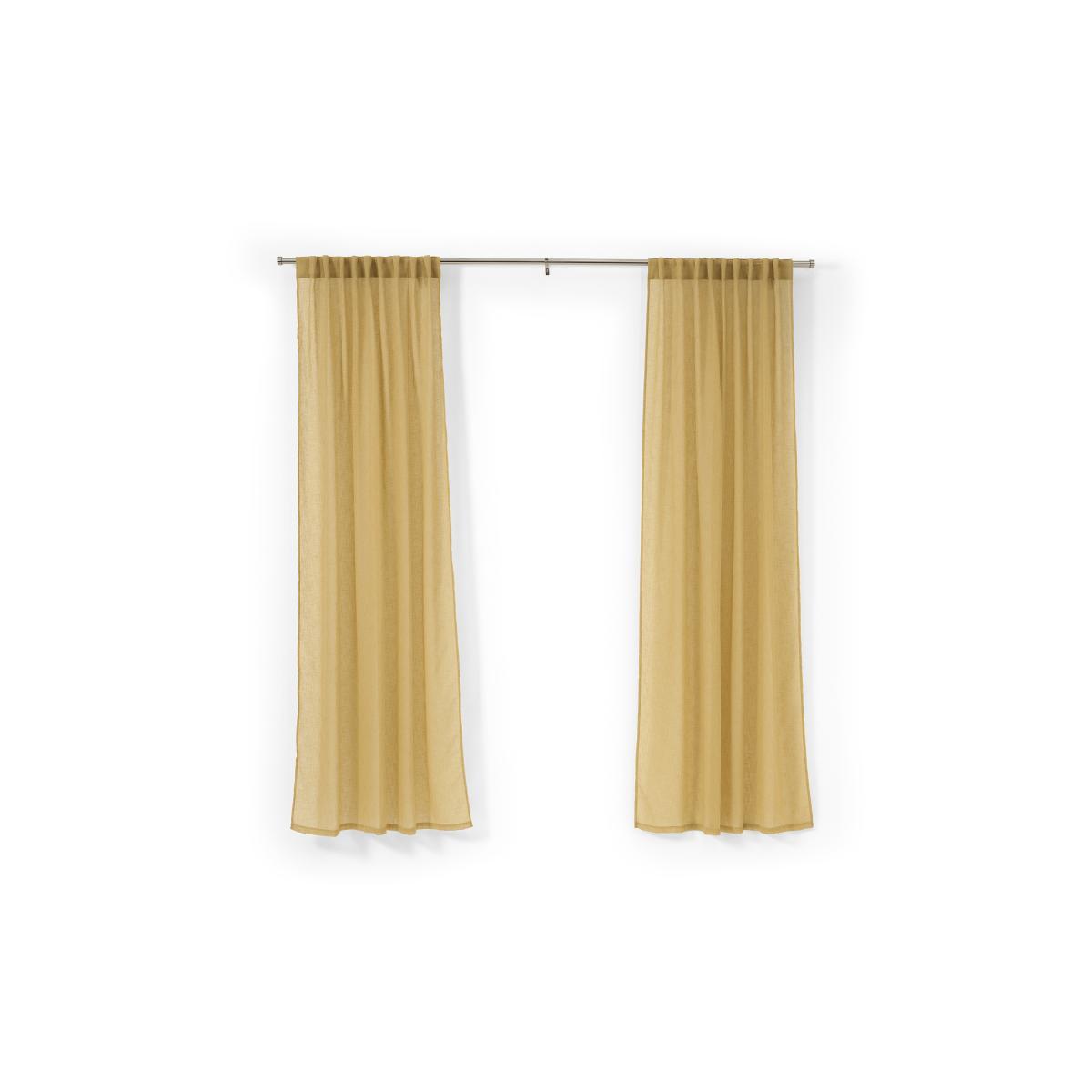 Mateu Sheer Linen Look Pair of Curtains, 140 x 260 cm, Mineral Yellow – image 5
