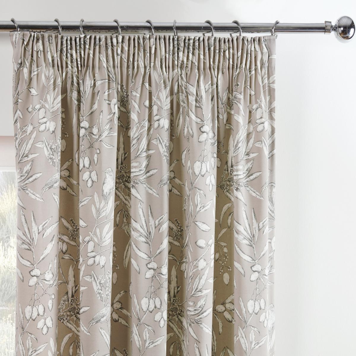 Aviary Parchment Floral Pencil Pleat Curtains - Parchment / 90in / 46in – image 2