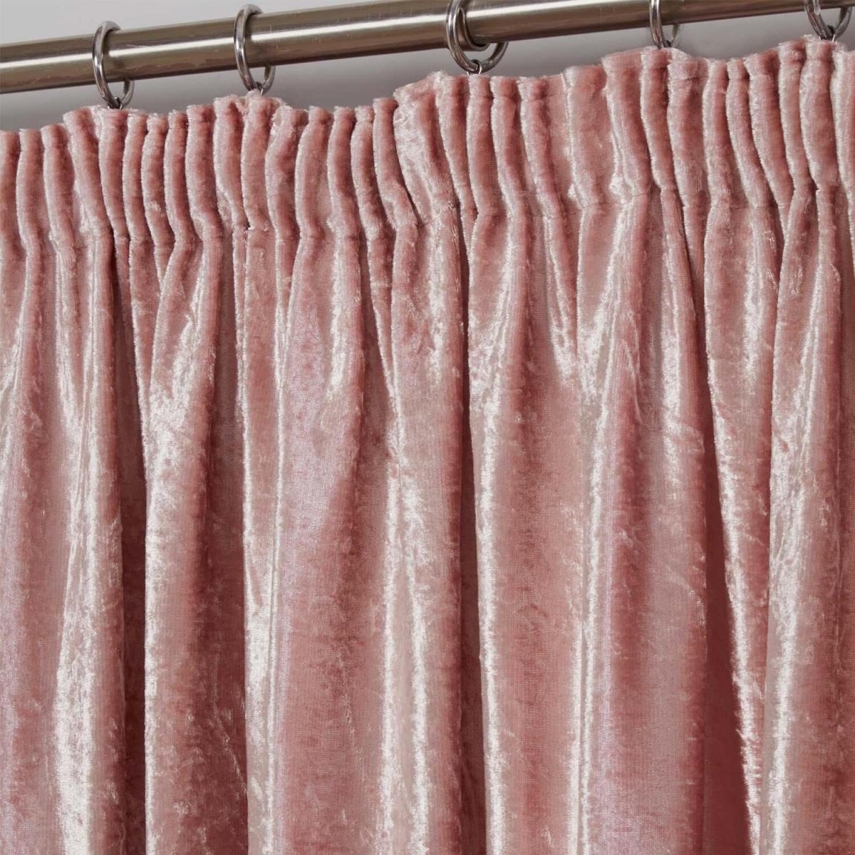 Sienna Crushed Velvet Pair of Pencil Pleat Curtains - Pink / 228cm / 116cm – image 2