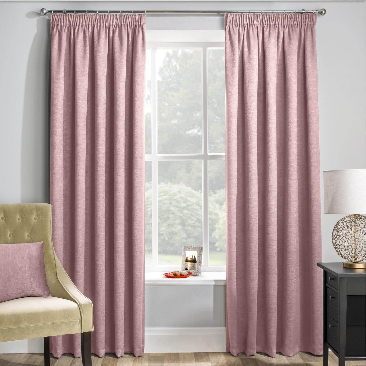Matrix Tape Top Thermal Noise reducing Dim Out Curtains - Blush Pink / 229cm / 117cm