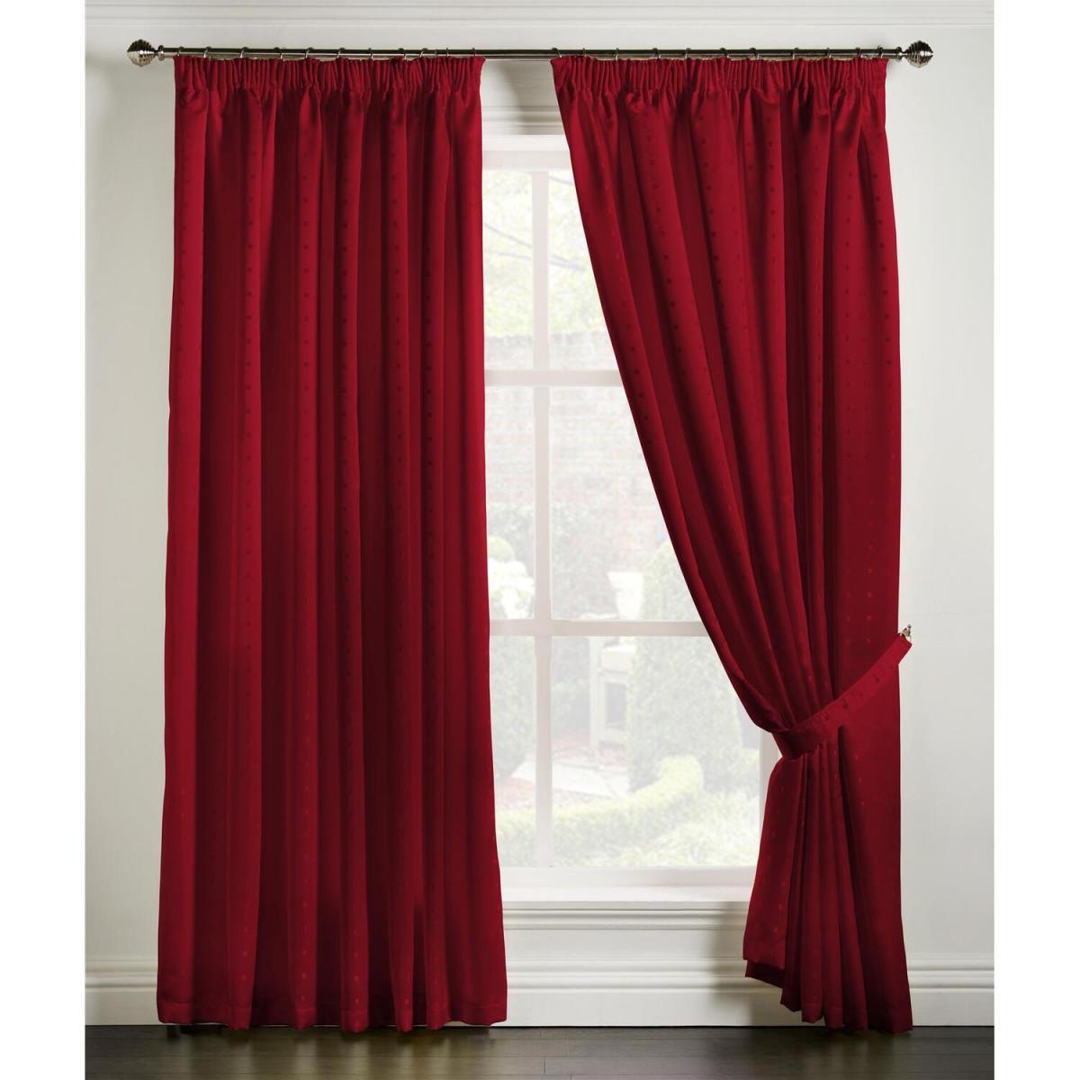 Adiso Pencil Pleat Taped Top Curtains - Medium Red / 117cm / 137cm – image 17