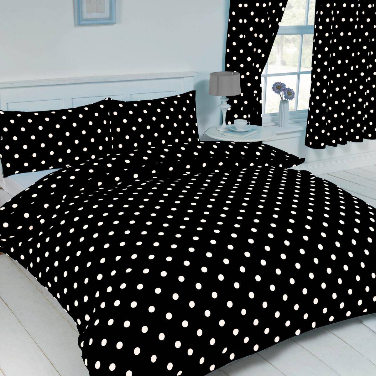 Polka Dot Black White Curtain Pair With Tie Backs Pencil Pleat - Black / 72in – image 2