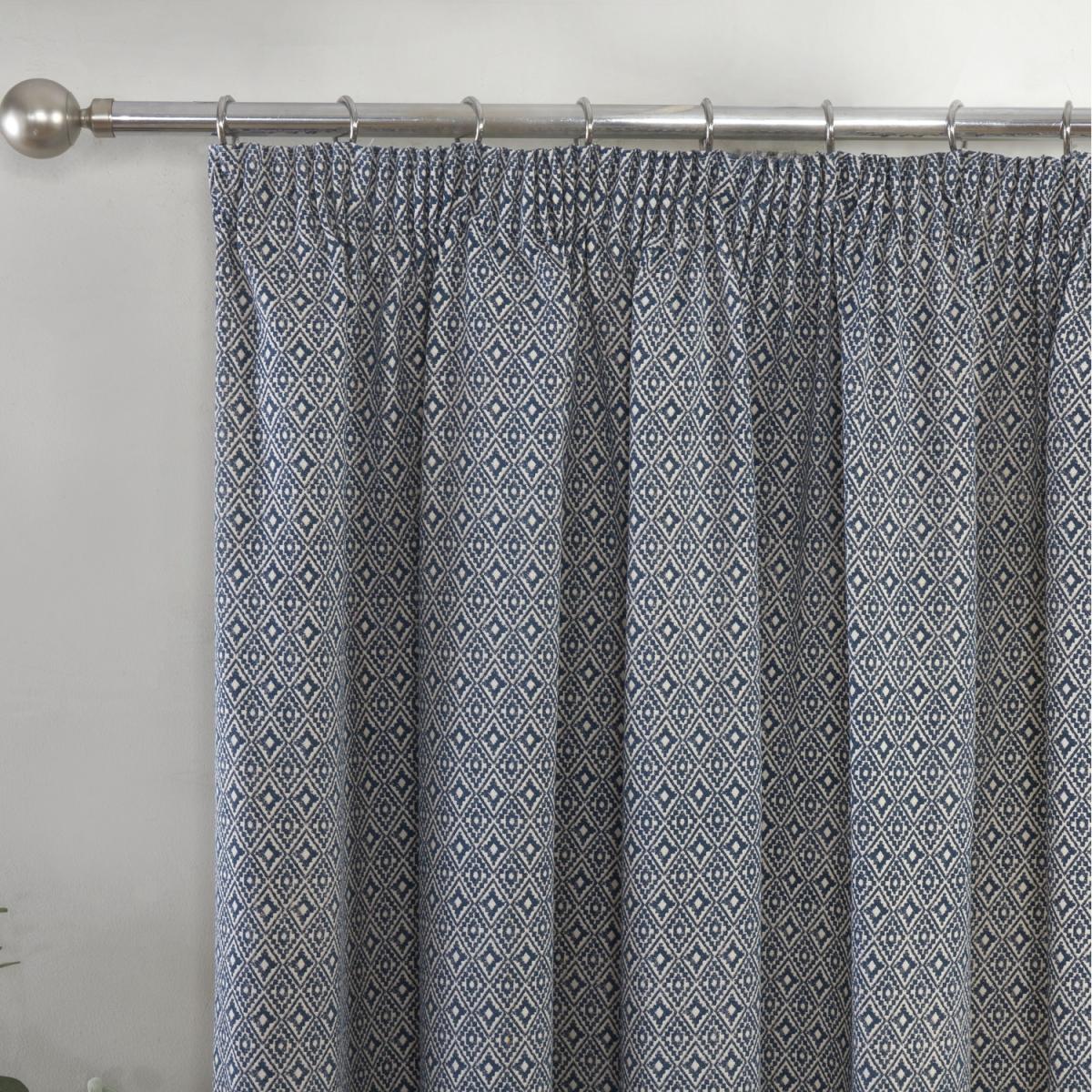 Aztec Navy Pencil Pleat Curtains - Navy / 72in / 90in – image 2