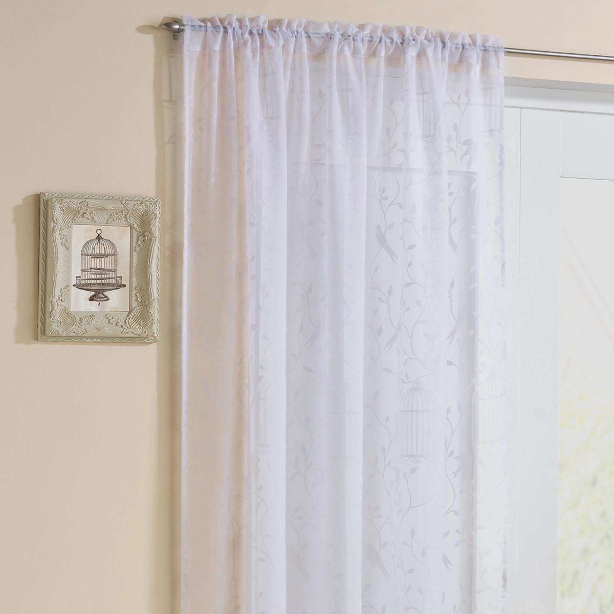 Birdcage Flock Panel Curtain  - White / 137cm – image 4