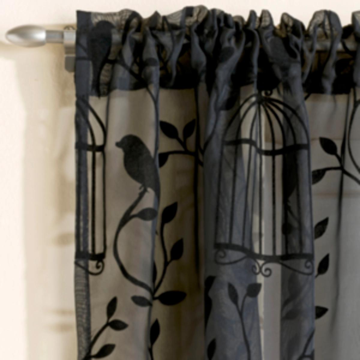 Birdcage Flock Panel Curtain  - White / 137cm – image 6