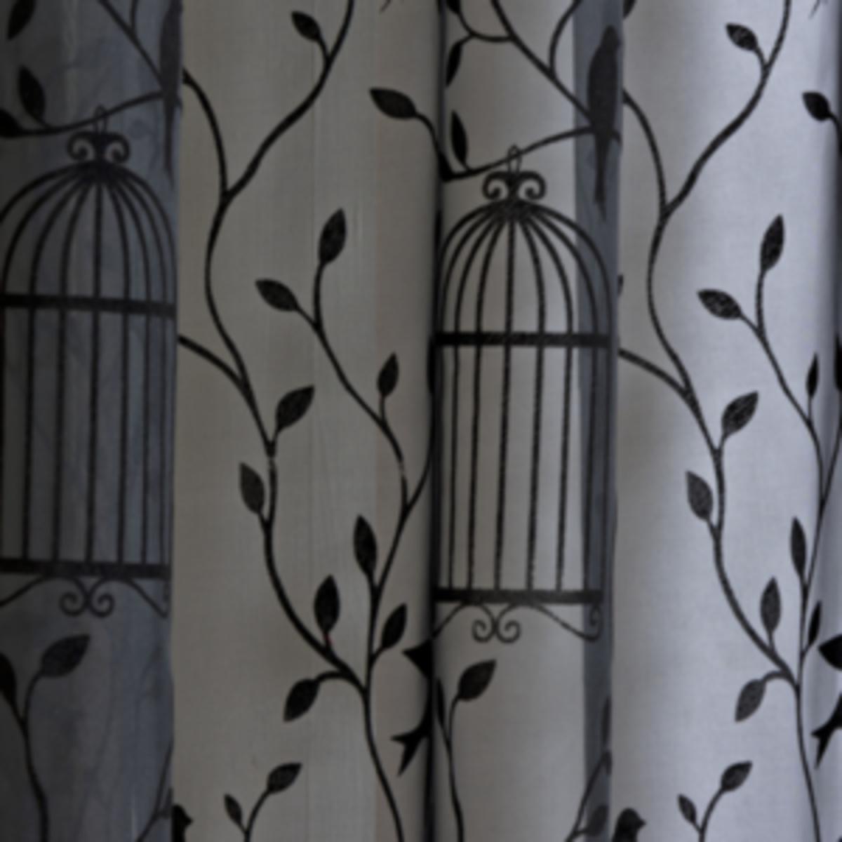 Birdcage Flock Panel Curtain  - Black / 183cm – image 2