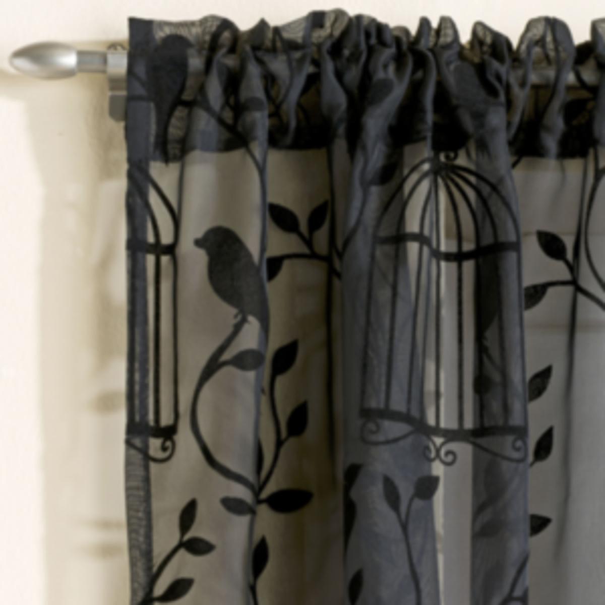 Birdcage Flock Panel Curtain  - Black / 183cm – image 3