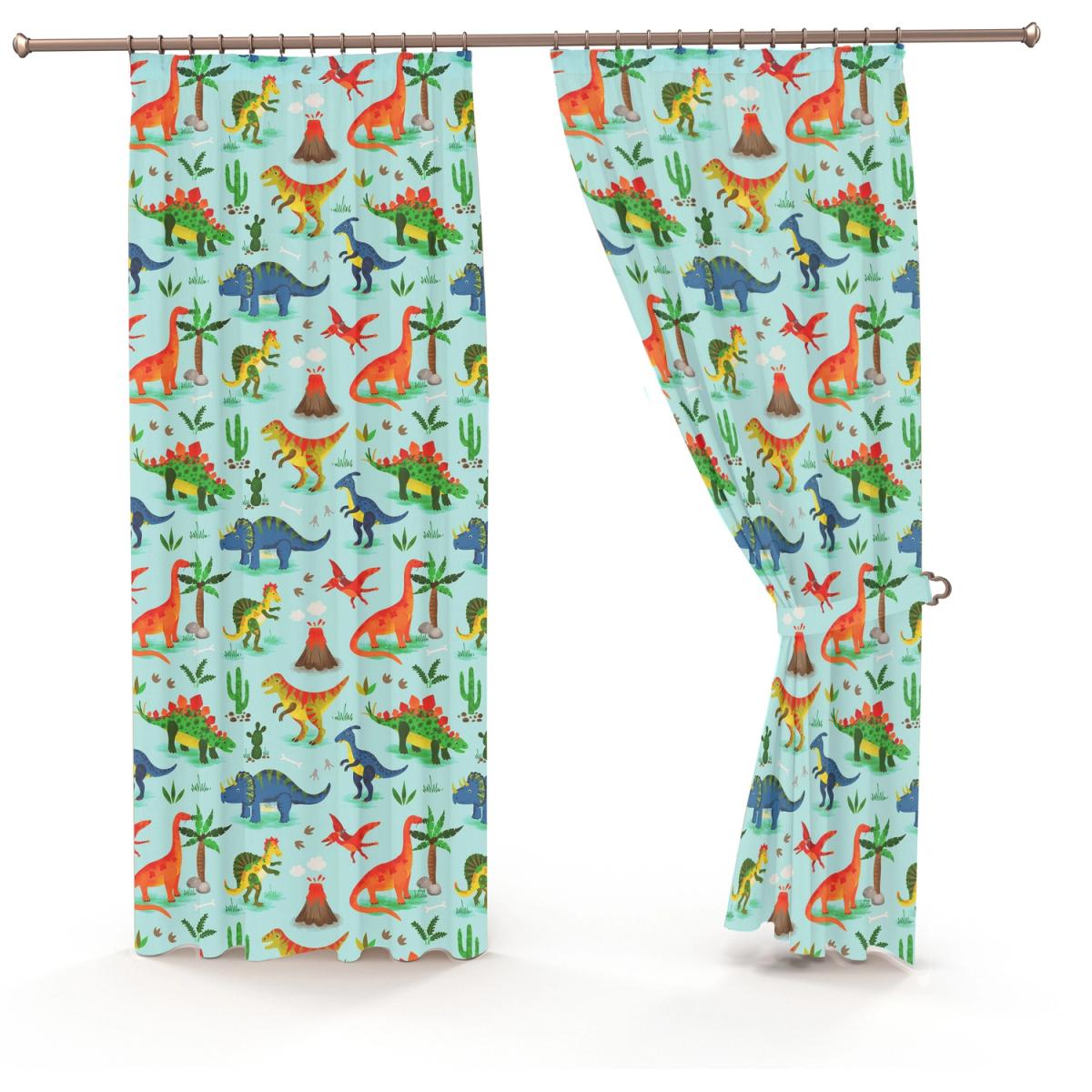 Dinosaurs Pencil Pleat Lined Curtains - Green / 54cm – image 2