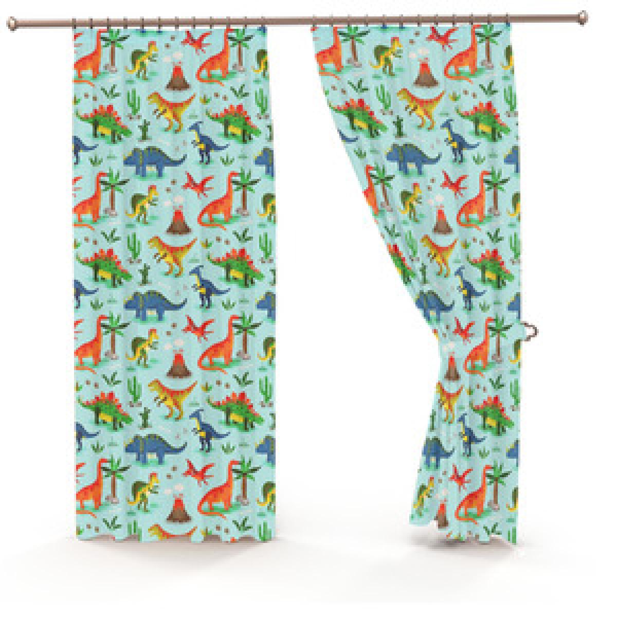 Dinosaurs Pencil Pleat Lined Curtains - Green / 54cm – image 3