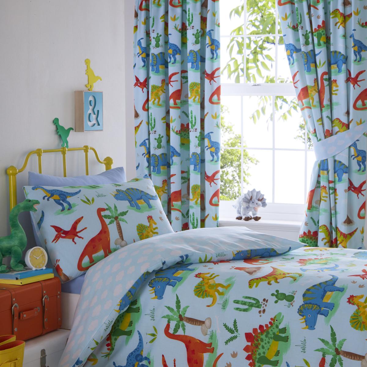 Dinosaurs Pencil Pleat Lined Curtains - Green / 54cm – image 4