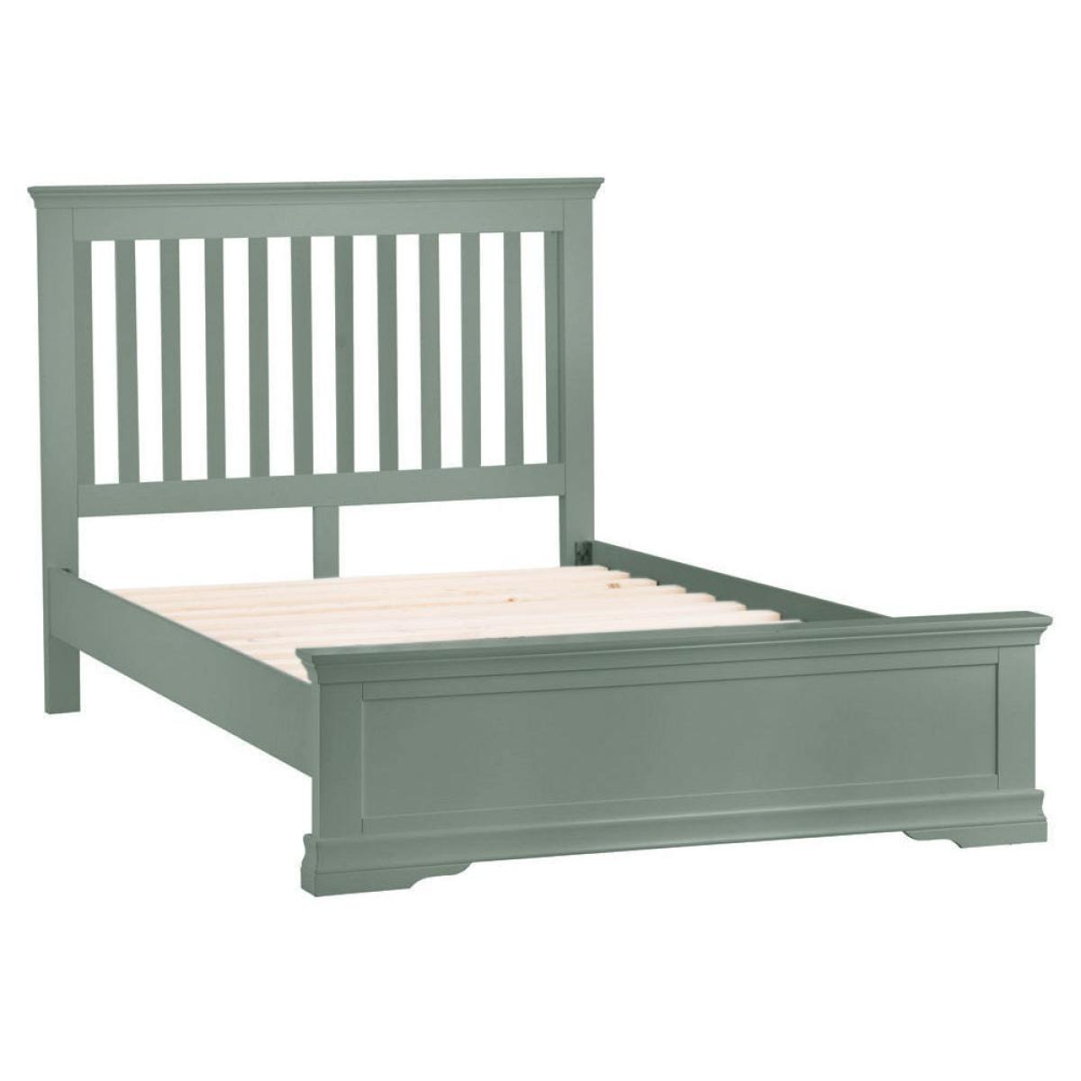 Florence Sage Green Painted Double Bed Frame Low Panelled Footboard – image 2