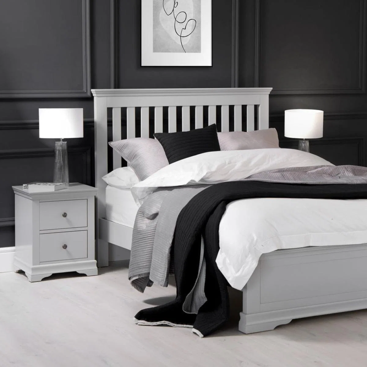 Florence Grey Painted Double Bed Frame – image 1
